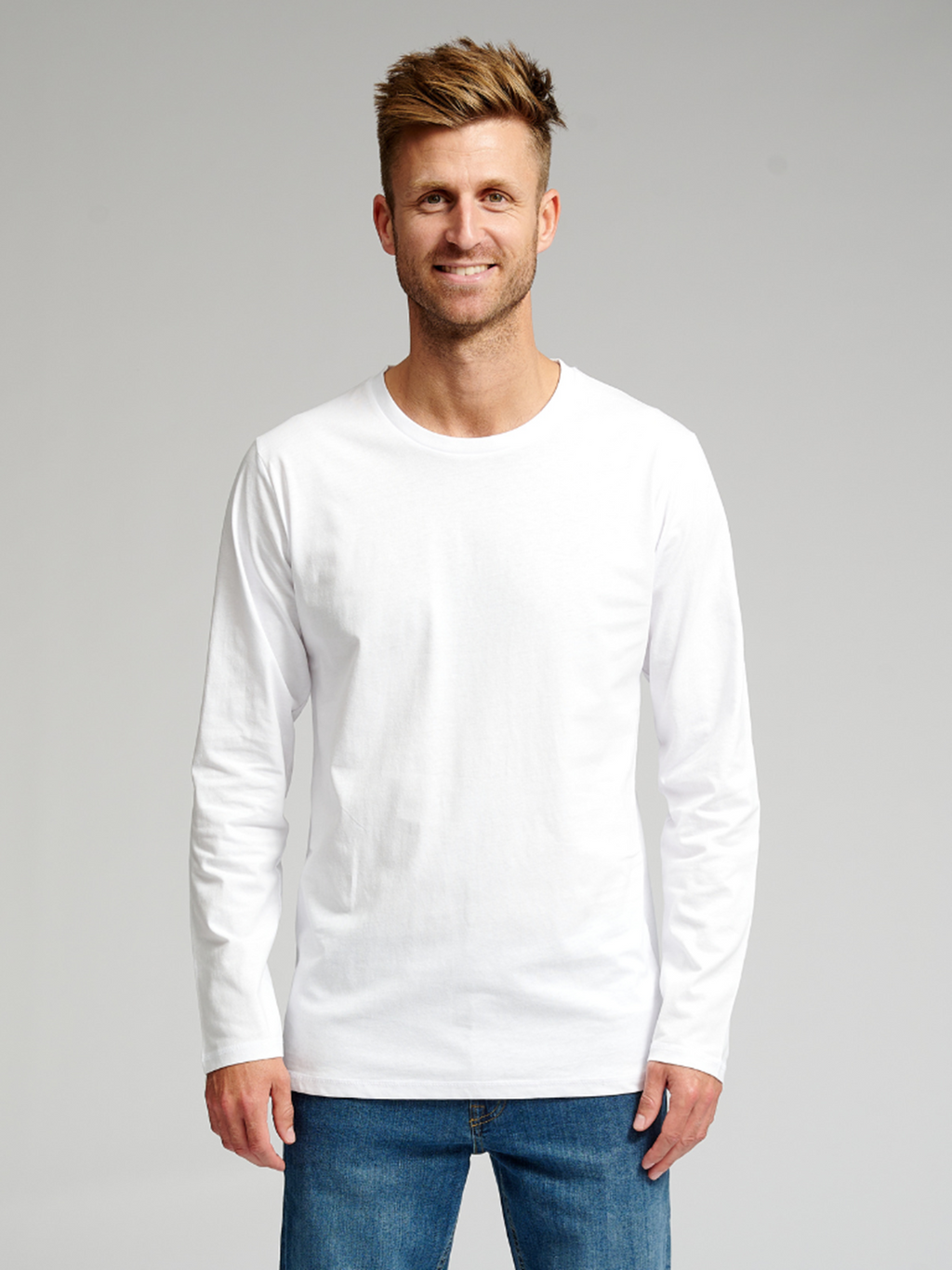 Basic Langærmet T-shirt - Hvid