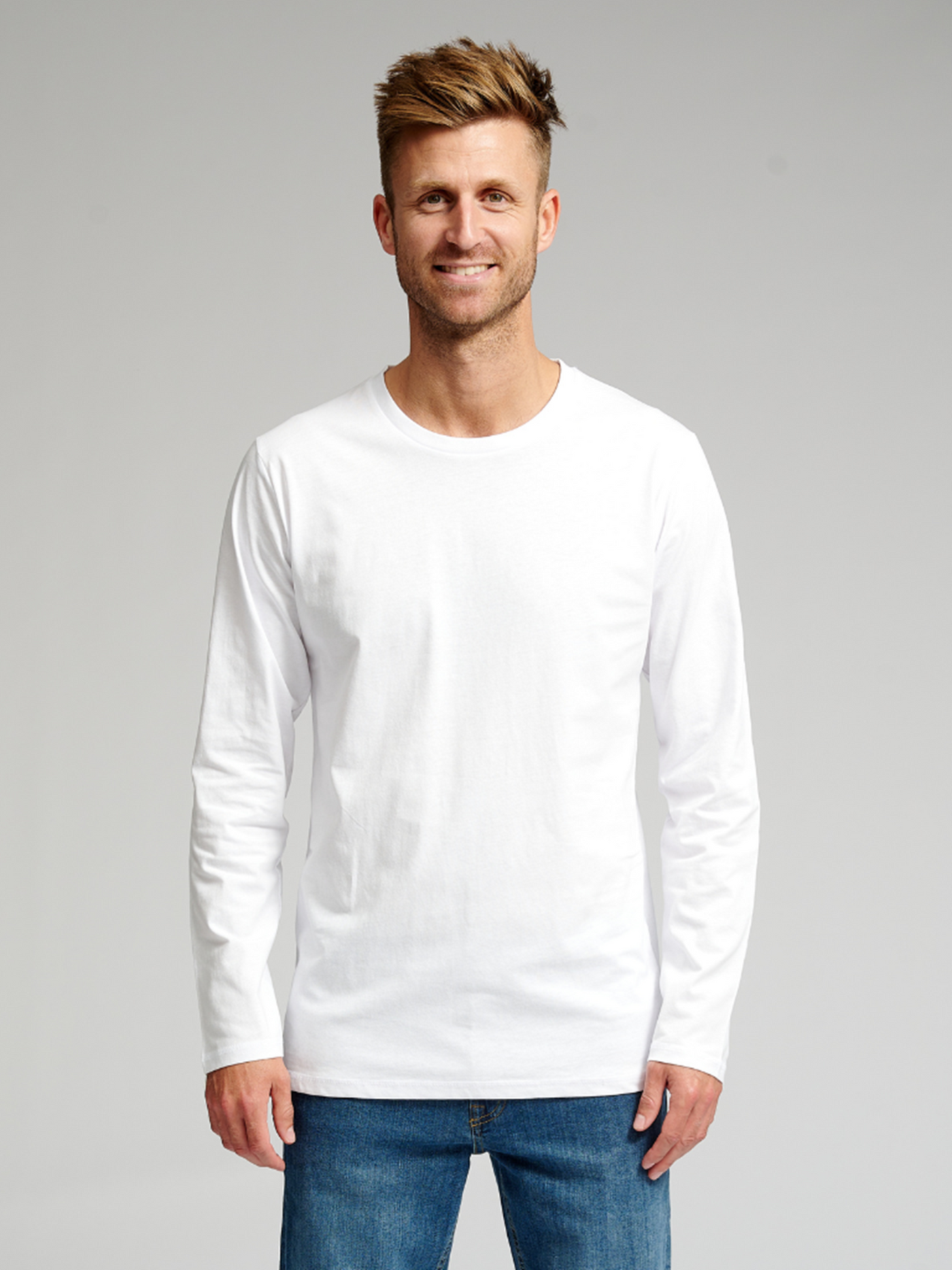 Basic Langærmet T-shirt - Hvid - TeeShoppen - Hvid
