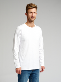 Basic Langærmet T-shirt - Hvid