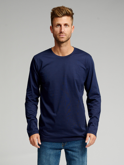 Basic Langærmet T-shirt - Navy - TeeShoppen - Blå