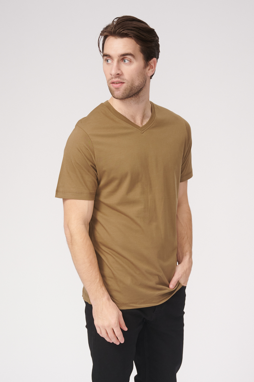 Basic Vneck t-shirt - Oliven