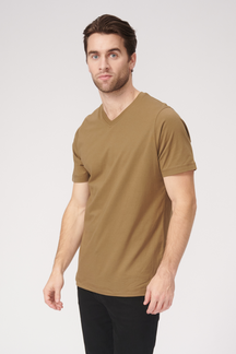 Basic V-neck t-shirt - Oliven