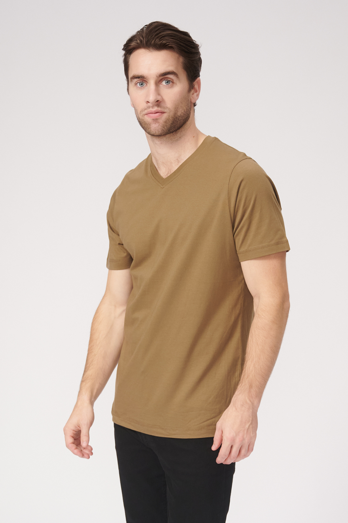 Basic Vneck t-shirt - Oliven - TeeShoppen - Grøn 3