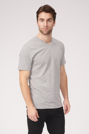 Basic V-neck t-shirt - Oxford Grå