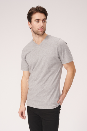 Basic V-neck t-shirt - Oxford Grå