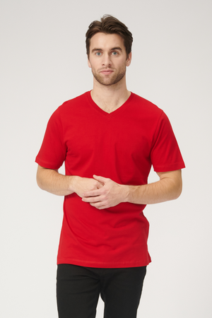 Basic V-neck t-shirt - Rød