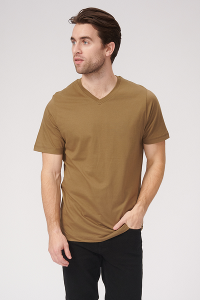 Basic Vneck t-shirt - Oliven - TeeShoppen - Grøn