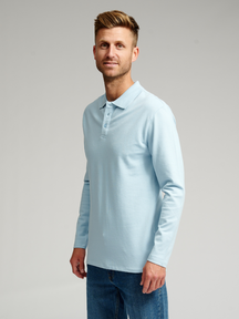 Muscle Langærmet Polo Shirt - Lyseblå