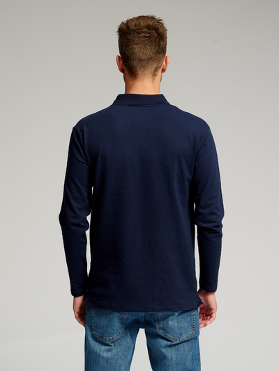 Muscle langærmet Polo Shirt - Navy - TeeShoppen - Blå 4
