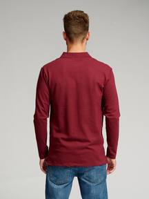 Muscle langærmet Polo Shirt - Bordeaux Rød