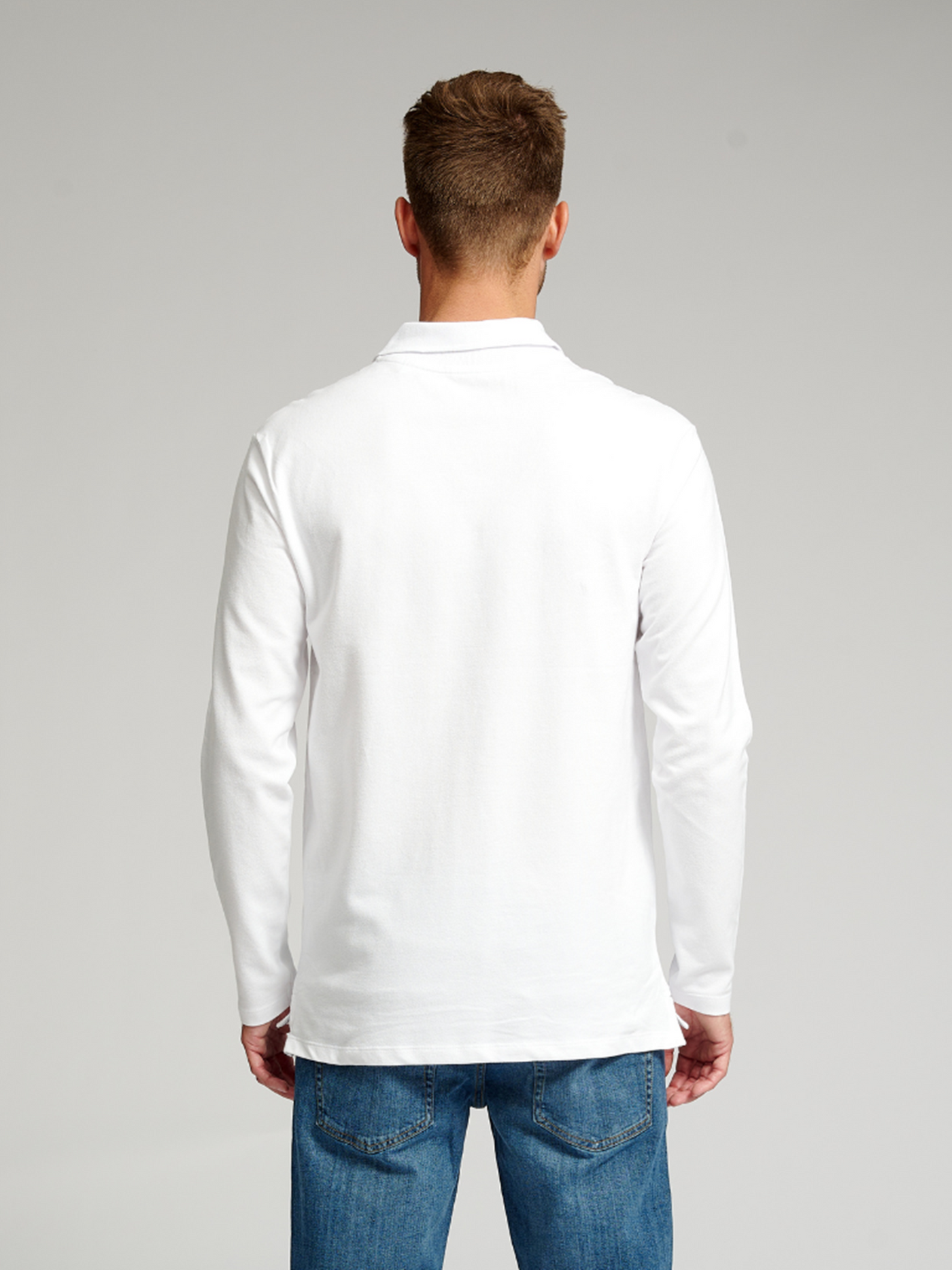 Muscle langærmet Polo Shirt - Hvid - TeeShoppen - Hvid 4