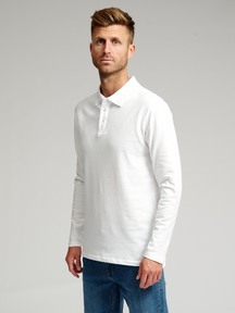 Muscle langærmet Polo Shirt - Hvid