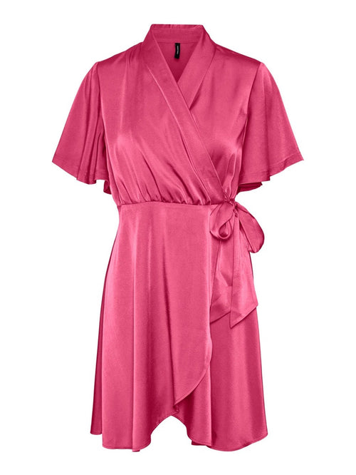 Amelia Wrap Dress - Hot Pink - Vero Moda - Lyserød