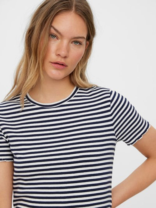Vio Stripe Kort Kjole - Navy Blazer - Vero Moda - Blå